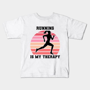 Running Is My Therapy Kids T-Shirt